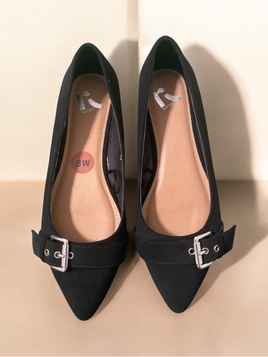 Shoes - Black Pointed Buckle Flats Collection